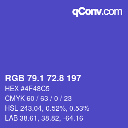カラーコード: RGB 79.1 72.8 197 | qconv.com