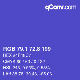 カラーコード: RGB 79.1 72.8 199 | qconv.com