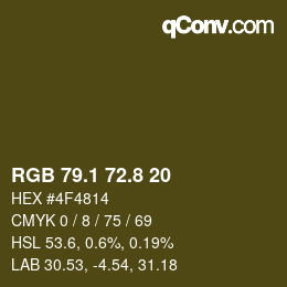 Color code: RGB 79.1 72.8 20 | qconv.com
