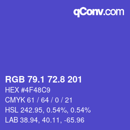 カラーコード: RGB 79.1 72.8 201 | qconv.com