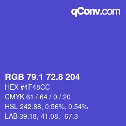 カラーコード: RGB 79.1 72.8 204 | qconv.com