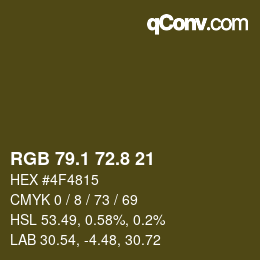 Color code: RGB 79.1 72.8 21 | qconv.com