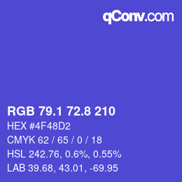 カラーコード: RGB 79.1 72.8 210 | qconv.com