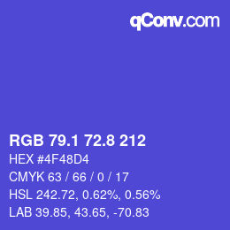 カラーコード: RGB 79.1 72.8 212 | qconv.com