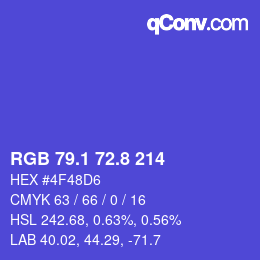 カラーコード: RGB 79.1 72.8 214 | qconv.com