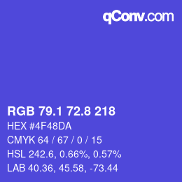 カラーコード: RGB 79.1 72.8 218 | qconv.com