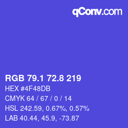 カラーコード: RGB 79.1 72.8 219 | qconv.com