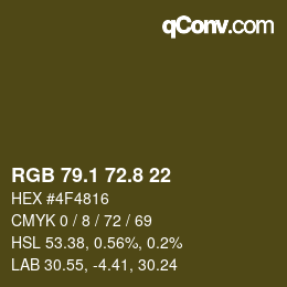 Color code: RGB 79.1 72.8 22 | qconv.com