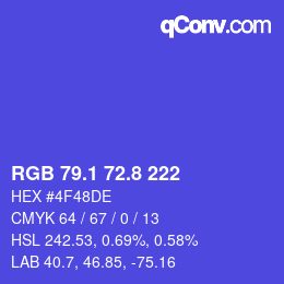 カラーコード: RGB 79.1 72.8 222 | qconv.com