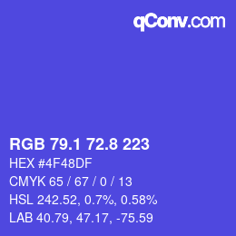 カラーコード: RGB 79.1 72.8 223 | qconv.com
