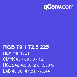 カラーコード: RGB 79.1 72.8 225 | qconv.com