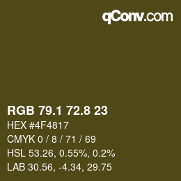 Color code: RGB 79.1 72.8 23 | qconv.com