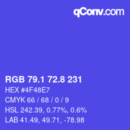 カラーコード: RGB 79.1 72.8 231 | qconv.com