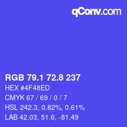 カラーコード: RGB 79.1 72.8 237 | qconv.com