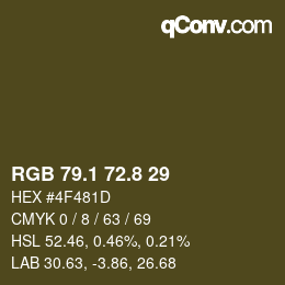 カラーコード: RGB 79.1 72.8 29 | qconv.com