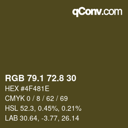 Color code: RGB 79.1 72.8 30 | qconv.com