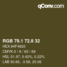 Color code: RGB 79.1 72.8 32 | qconv.com