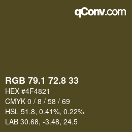 Farbcode: RGB 79.1 72.8 33 | qconv.com