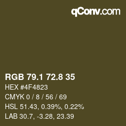 Color code: RGB 79.1 72.8 35 | qconv.com