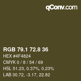 カラーコード: RGB 79.1 72.8 36 | qconv.com