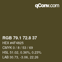 Farbcode: RGB 79.1 72.8 37 | qconv.com
