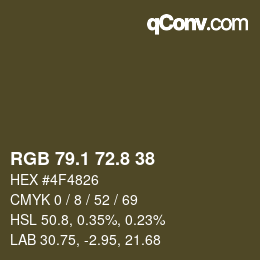Color code: RGB 79.1 72.8 38 | qconv.com