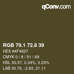 Farbcode: RGB 79.1 72.8 39 | qconv.com
