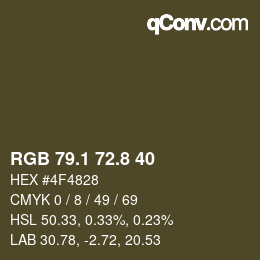 Color code: RGB 79.1 72.8 40 | qconv.com