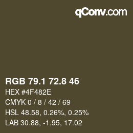 カラーコード: RGB 79.1 72.8 46 | qconv.com