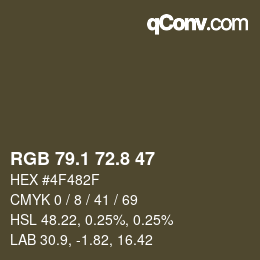 Color code: RGB 79.1 72.8 47 | qconv.com