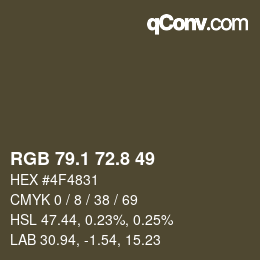 Color code: RGB 79.1 72.8 49 | qconv.com