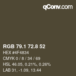 Color code: RGB 79.1 72.8 52 | qconv.com