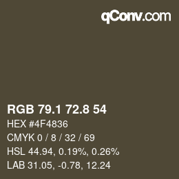 Color code: RGB 79.1 72.8 54 | qconv.com