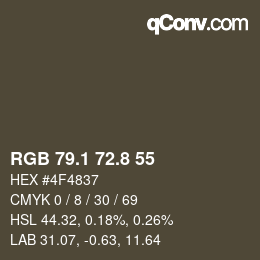 カラーコード: RGB 79.1 72.8 55 | qconv.com