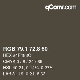 Color code: RGB 79.1 72.8 60 | qconv.com