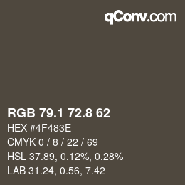 Color code: RGB 79.1 72.8 62 | qconv.com