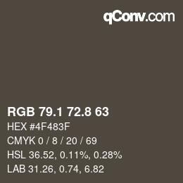 Color code: RGB 79.1 72.8 63 | qconv.com