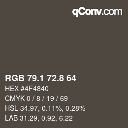 Color code: RGB 79.1 72.8 64 | qconv.com
