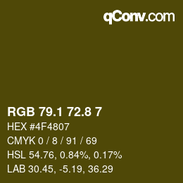 カラーコード: RGB 79.1 72.8 7 | qconv.com