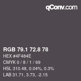 Color code: RGB 79.1 72.8 78 | qconv.com