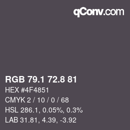 Color code: RGB 79.1 72.8 81 | qconv.com