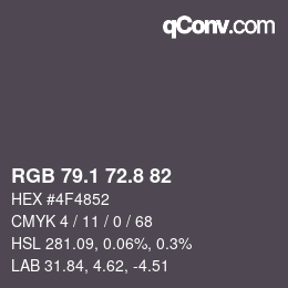 Farbcode: RGB 79.1 72.8 82 | qconv.com