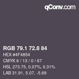 Color code: RGB 79.1 72.8 84 | qconv.com