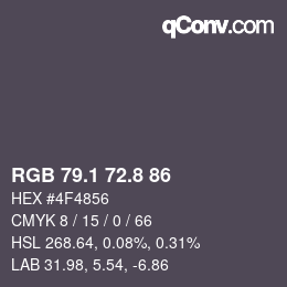 Color code: RGB 79.1 72.8 86 | qconv.com