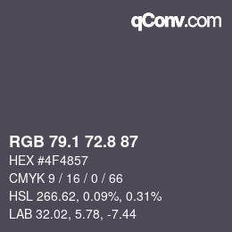 Color code: RGB 79.1 72.8 87 | qconv.com