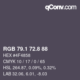 Color code: RGB 79.1 72.8 88 | qconv.com