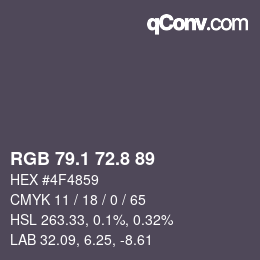 Color code: RGB 79.1 72.8 89 | qconv.com