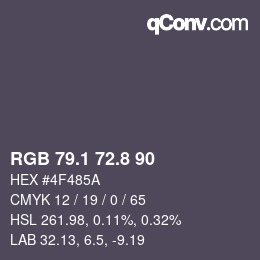 カラーコード: RGB 79.1 72.8 90 | qconv.com