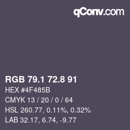 Color code: RGB 79.1 72.8 91 | qconv.com