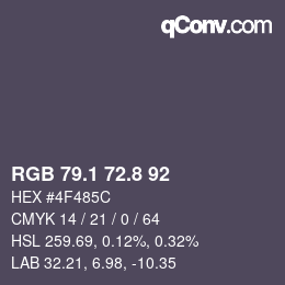 Color code: RGB 79.1 72.8 92 | qconv.com